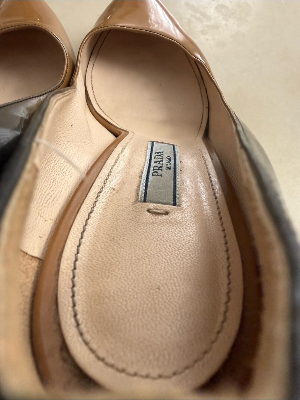 PRADA Milano Ombre Nude Tan Brown Gradient Patent Leather High Heels EU 38 - Picture 11 of 14